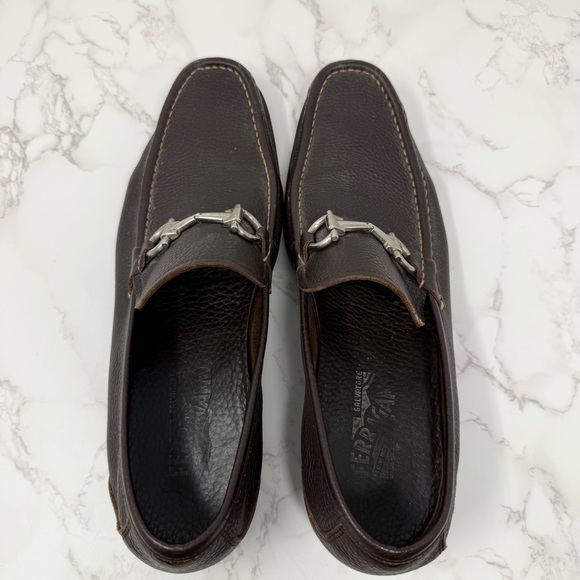 Ferragamo Dark Brown Leather Loafers - Classic Slip-On Dress Shoes main image 10